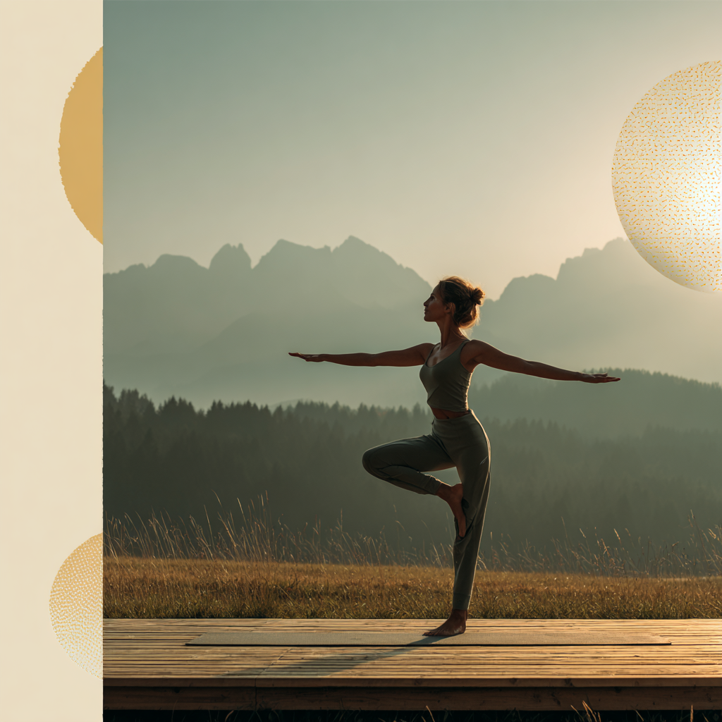 Жінка медитує в позі лотоса на заході сонця